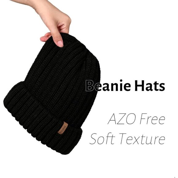 Women’s Beige Winter Fleece-Lined Chunky Knit Beanie Snow Hat Cap main image 7